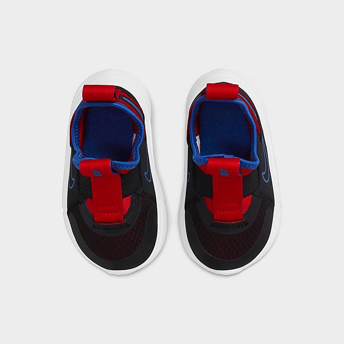 Back view of Kids' Toddler Nike Flex Plus Running Shoes in Black/Game Royal-University Red-White Click to zoom