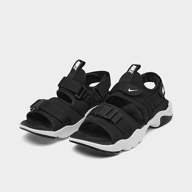 Three Quarter view of Men's Nike Canyon Adjustable Strap Sandals in Black/Black/White Click to zoom