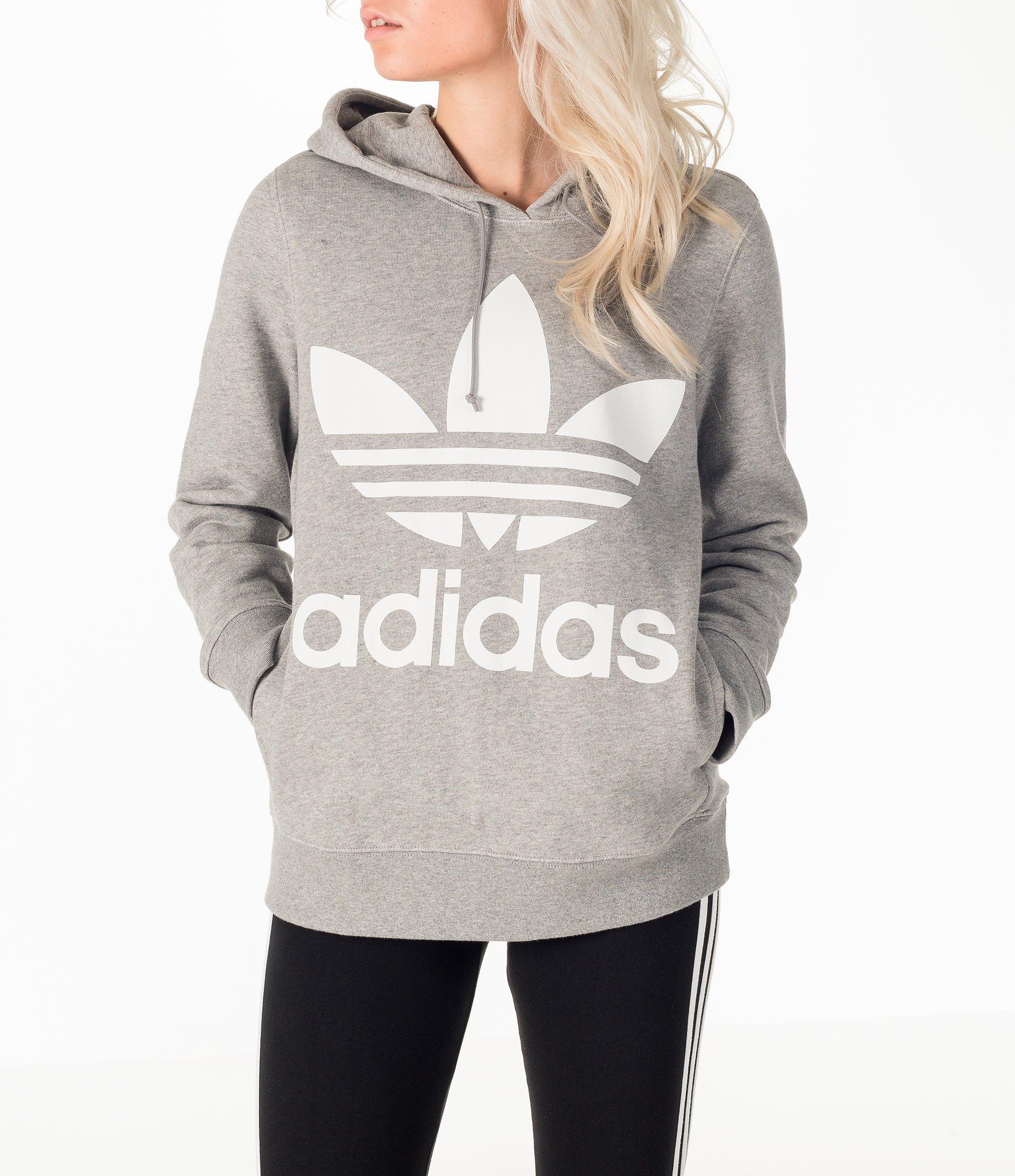 adidas trefoil hoodie white