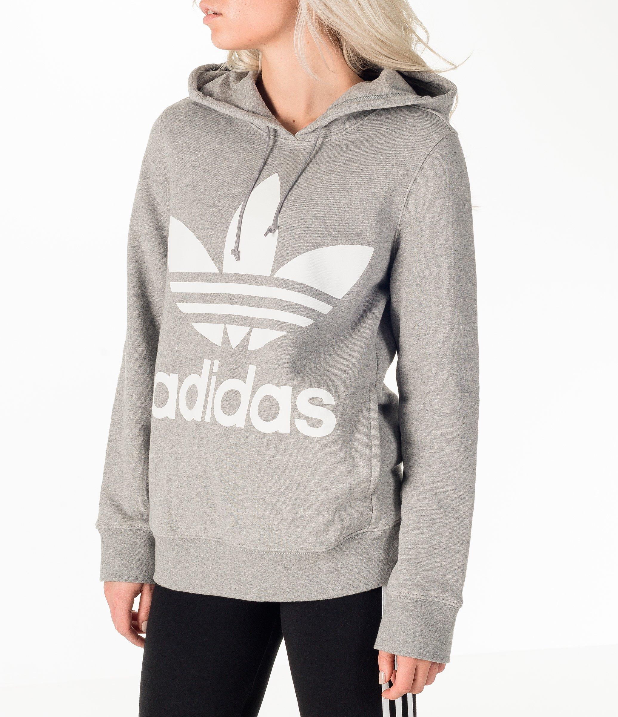 adidas trefoil hoodie grey womens