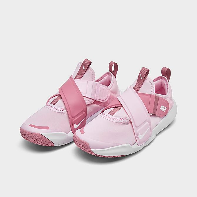 Front view of Girls' Little Kids' Nike Flex Advance Running Shoes in Pink Foam/White/Elemental Pink Click to zoom