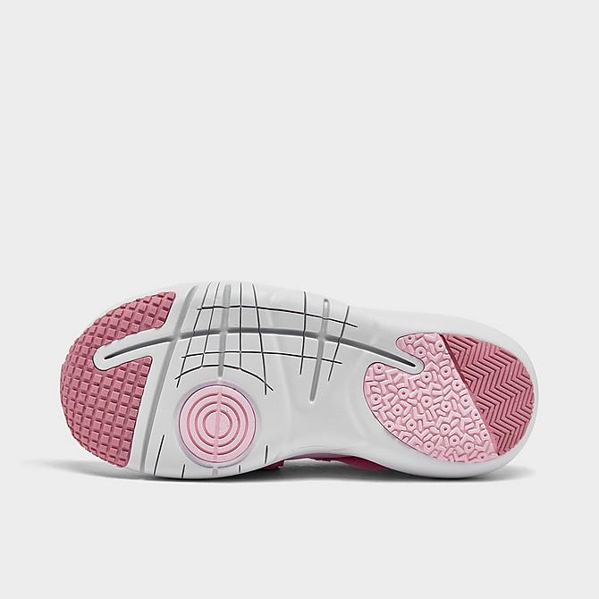 Bottom view of Girls' Little Kids' Nike Flex Advance Running Shoes in Pink Foam/White/Elemental Pink Click to zoom