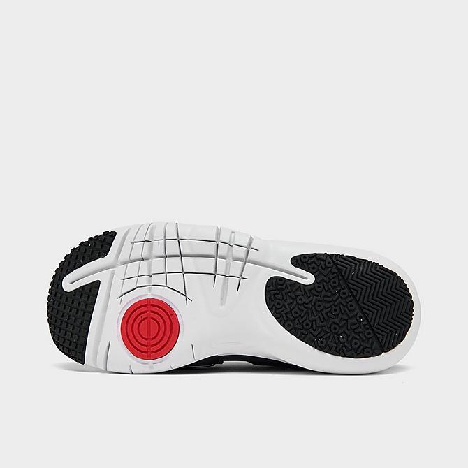 Bottom view of Little Kids' Nike Flex Advance Running Shoes in Black/White-University Red Click to zoom