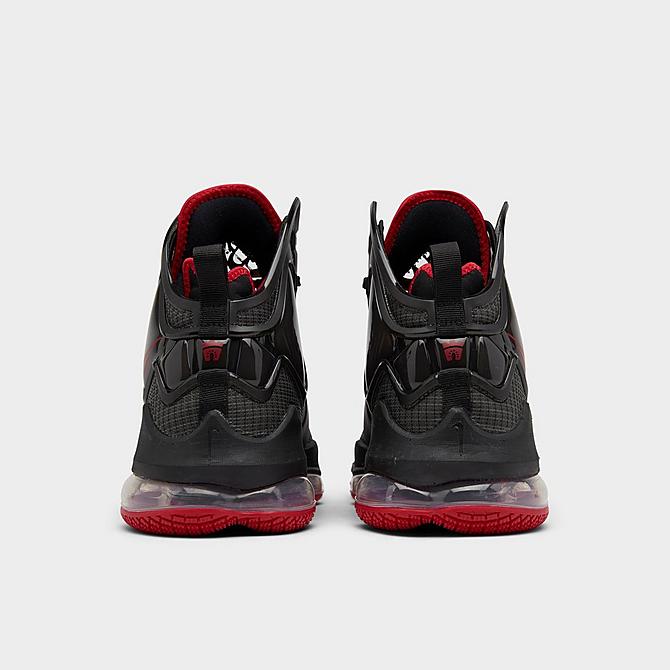 Left view of Nike LeBron 19 Basketball Shoes in Black/Black/University Red Click to zoom