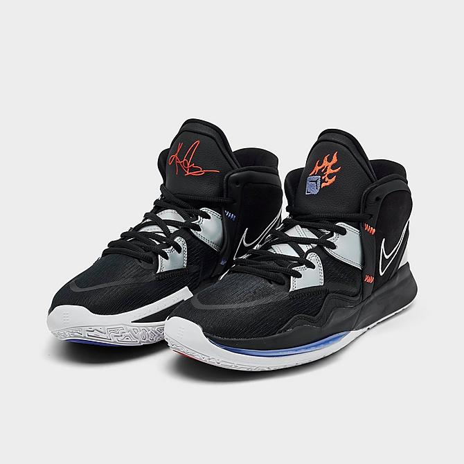 Three Quarter view of Nike Kyrie Infinity Basketball Shoes in Black/Multi/White Click to zoom
