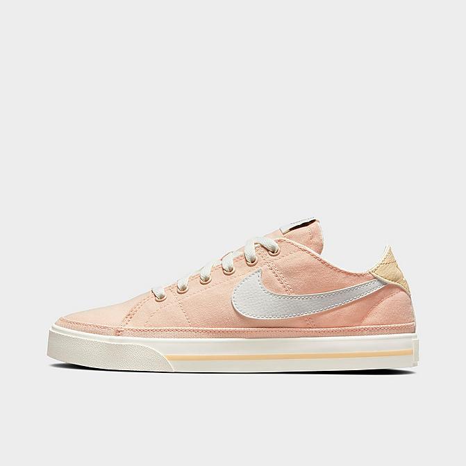 Right view of Women's Nike Court Legacy Canvas Casual Shoes in Arctic Orange/Sail/White Onyx/Black/Vivid Green Click to zoom