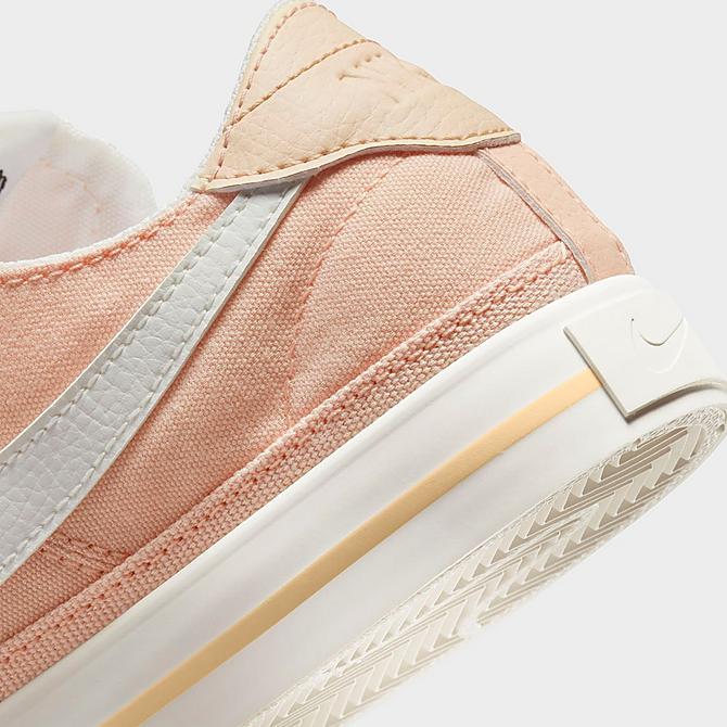 Front view of Women's Nike Court Legacy Canvas Casual Shoes in Arctic Orange/Sail/White Onyx/Black/Vivid Green Click to zoom