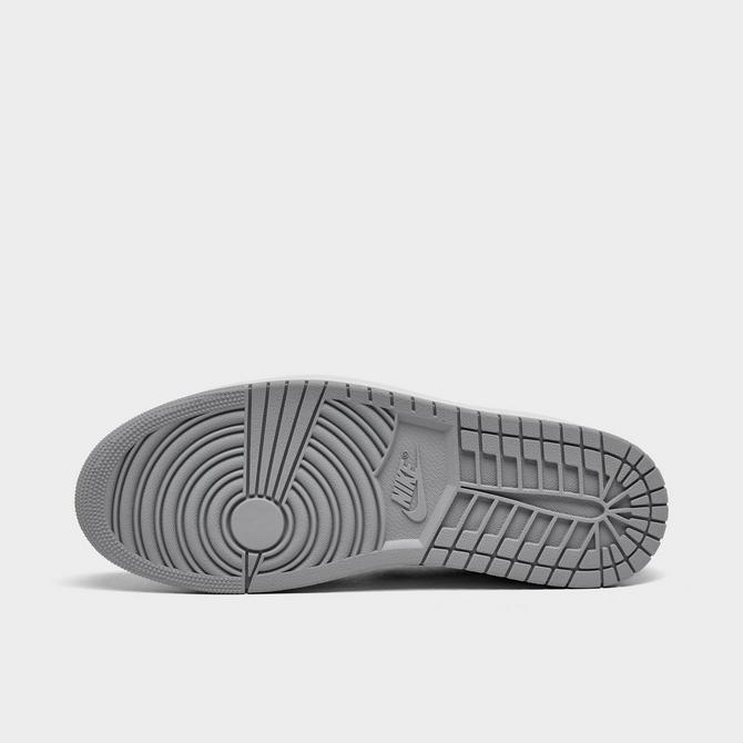Bottom view of Air Jordan Retro 1 Low OG Casual Shoes in White/Black/Wolf Grey Click to zoom