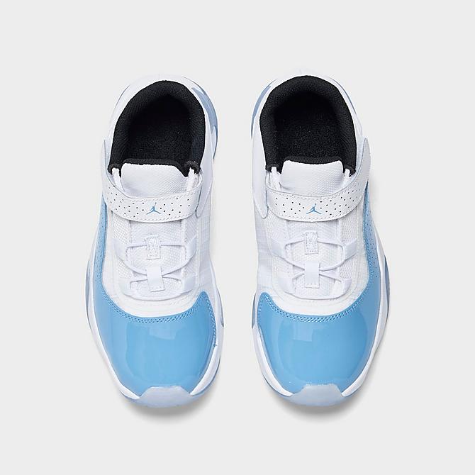 Back view of Boys' Little Kids' Air Jordan 11 CMFT Low Casual Shoes in White/University Blue/Black Click to zoom