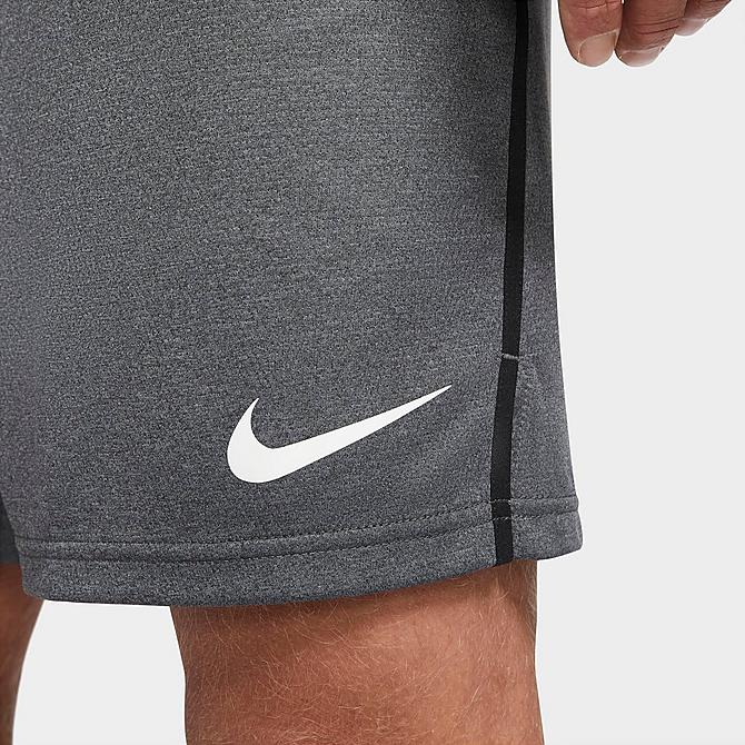 Back Right view of Men's Nike Dri-FIT Veneer Shorts in Black/Smoke Grey Heather/White Click to zoom