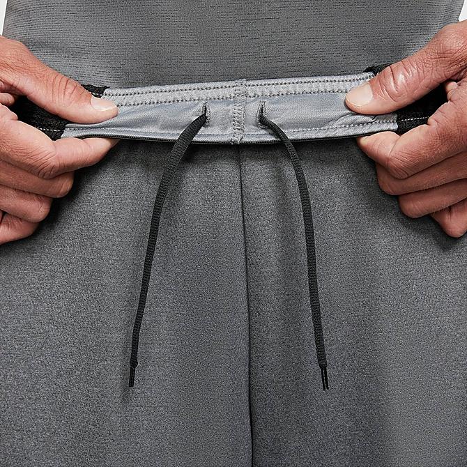 On Model 6 view of Men's Nike Dri-FIT Veneer Shorts in Black/Smoke Grey Heather/White Click to zoom