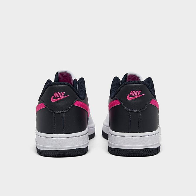 Left view of Girls' Little Kids Nike Force 1 Casual Shoes in White/Dark Obsidian/Fierce Pink Click to zoom