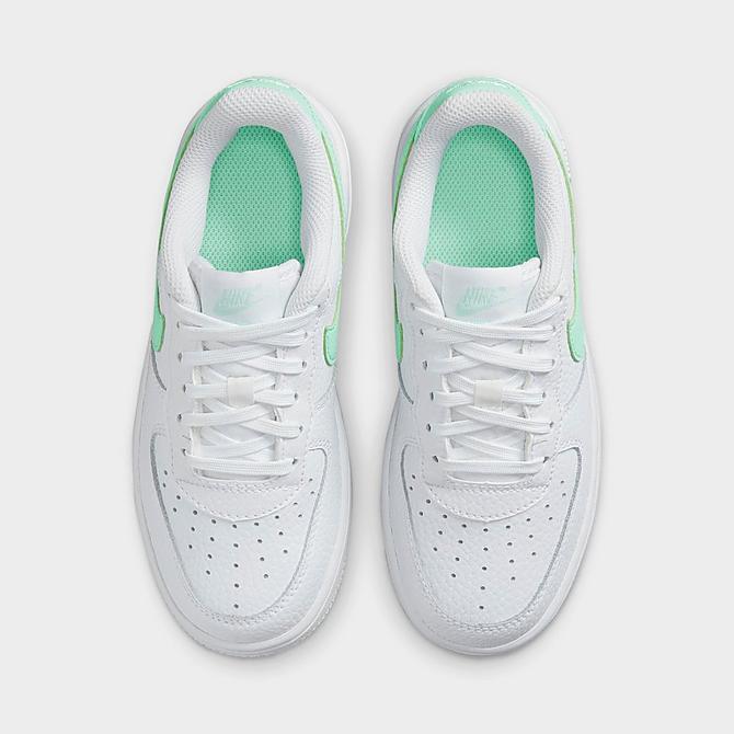 Back view of Little Kids' Nike Air Force 1 Casual Shoes in White/Mint Foam Click to zoom