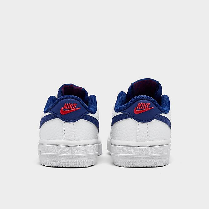 Left view of Kids' Toddler Nike Air Force 1 Casual Shoes in White/Deep Royal Blue-University Red Click to zoom