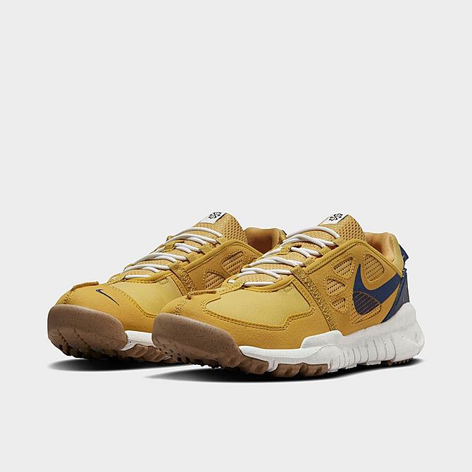 Three Quarter view of Men's Nike Free Terra Vista Running Shoes in Sanded Gold/Goldtone/Dark Sulfur/Midnight Navy Click to zoom