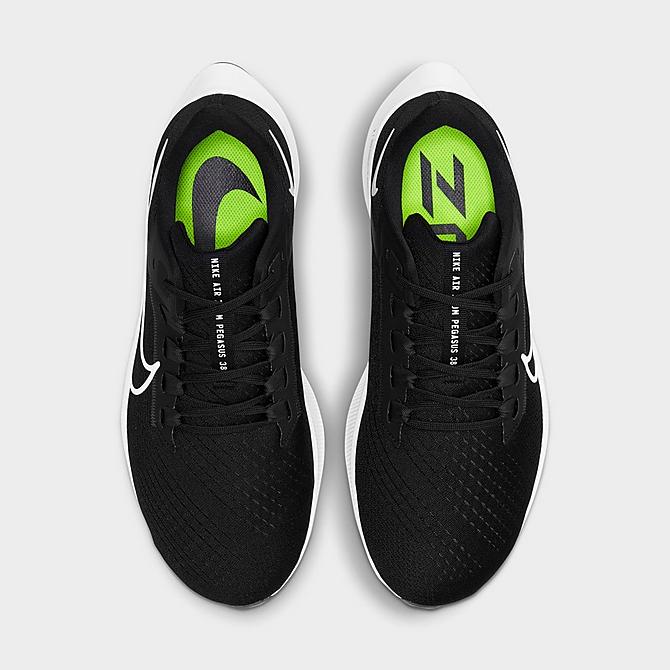 Back view of Men's Nike Air Zoom Pegasus 38 Running Shoes (Wide Width 4E) in Black/Anthracite/Volt/White Click to zoom