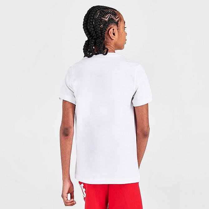 Back Right view of Boys' Nike Air T-Shirt in White/University Red Click to zoom
