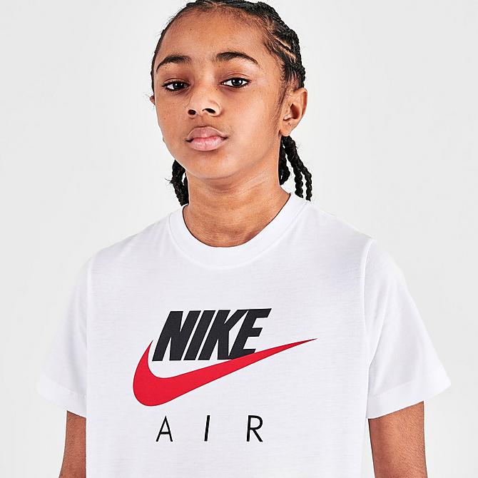 On Model 5 view of Boys' Nike Air T-Shirt in White/University Red Click to zoom