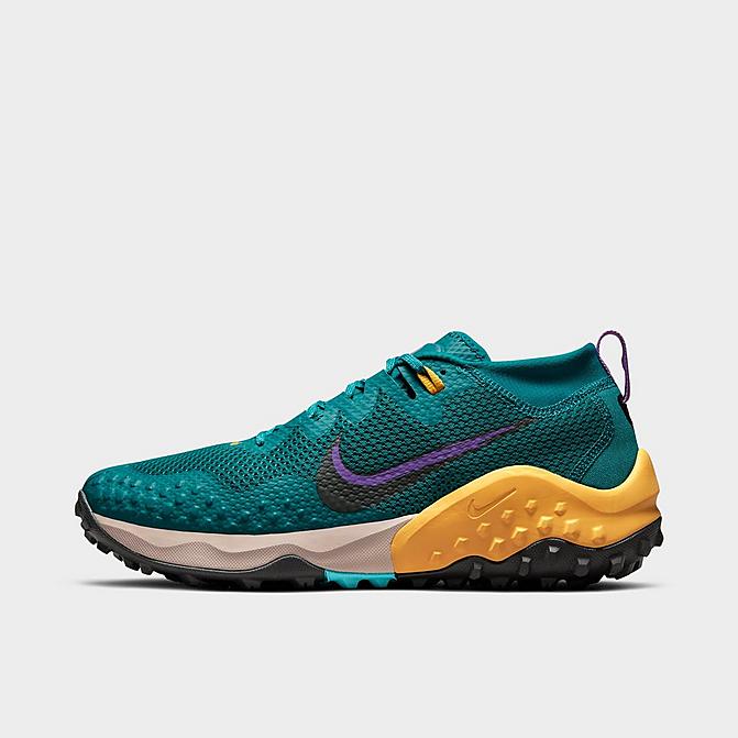 Right view of Men's Nike Wildhorse 7 Trail Running Shoes in Mystic Teal/Dark Smoke Grey/Turquoise Blue/University Gold/Wild Berry Click to zoom