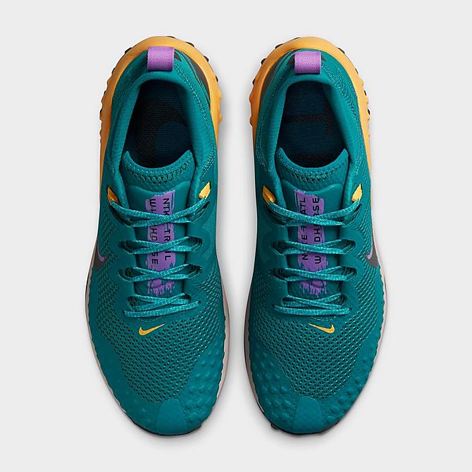 Back view of Men's Nike Wildhorse 7 Trail Running Shoes in Mystic Teal/Dark Smoke Grey/Turquoise Blue/University Gold/Wild Berry Click to zoom