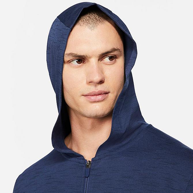 Back Right view of Men's Nike Yoga Dri-FIT Full-Zip Jacket in Midnight Navy/Dark Obsidian Click to zoom