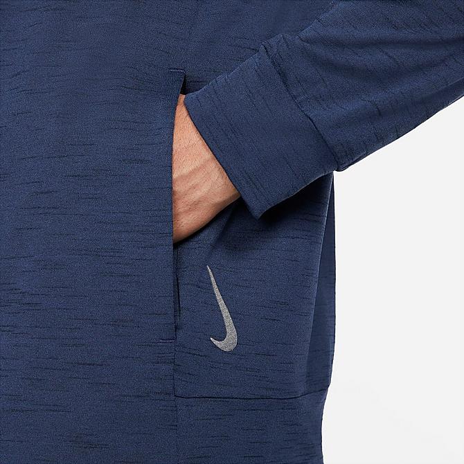 On Model 5 view of Men's Nike Yoga Dri-FIT Full-Zip Jacket in Midnight Navy/Dark Obsidian Click to zoom