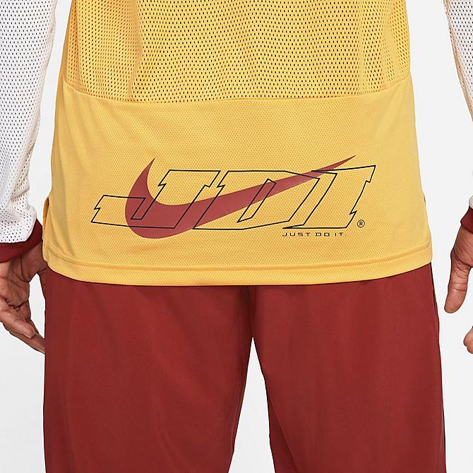 On Model 6 view of Men's Nike Sport Clash Long-Sleeve T-Shirt in Solar Flare/White/Dark Cayenne Click to zoom