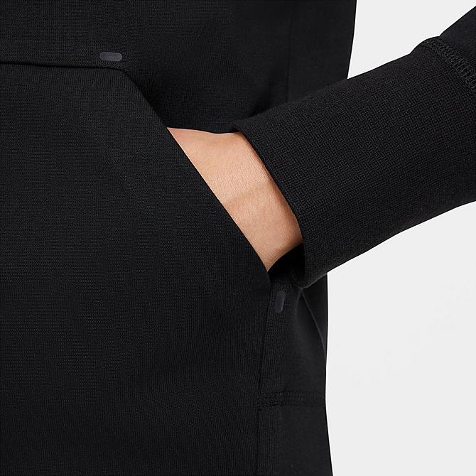 On Model 6 view of Girls' Nike Sportswear Tech Fleece Full-Zip Hoodie in Black/White Click to zoom