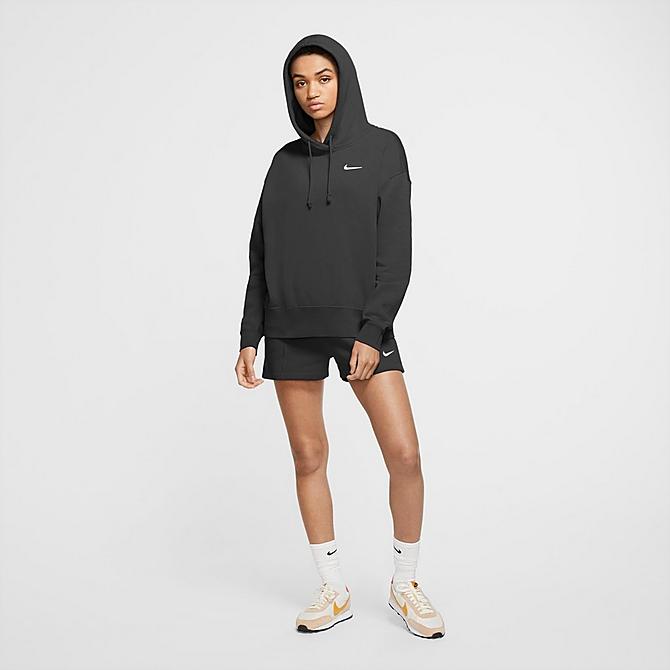 Front Three Quarter view of Women's Nike Sportswear Hoodie in Black/White Click to zoom