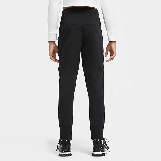 Back Left view of Girls' Nike Sportswear Tech Fleece Jogger Pants in Black/White Click to zoom