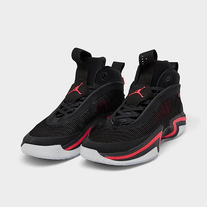 Three Quarter view of Air Jordan XXXVI Basketball Shoes in Black/Infrared 23 Click to zoom