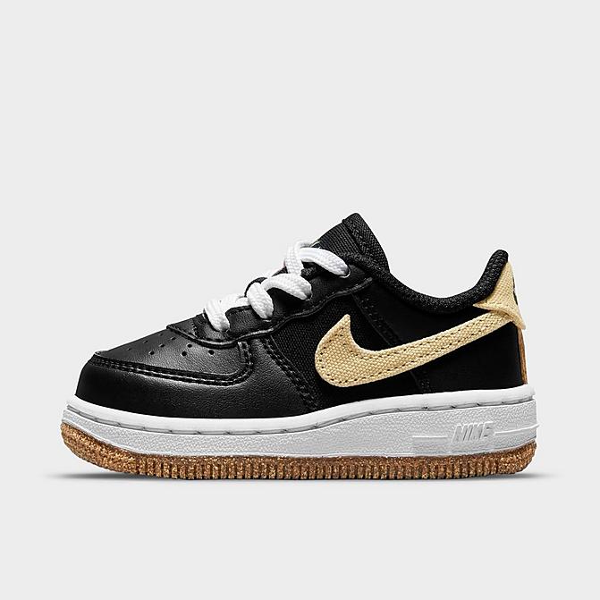 Right view of Kids' Toddler Nike Air Force 1 LV8 Casual Shoes in Black/Solar Flare/White/Black Click to zoom