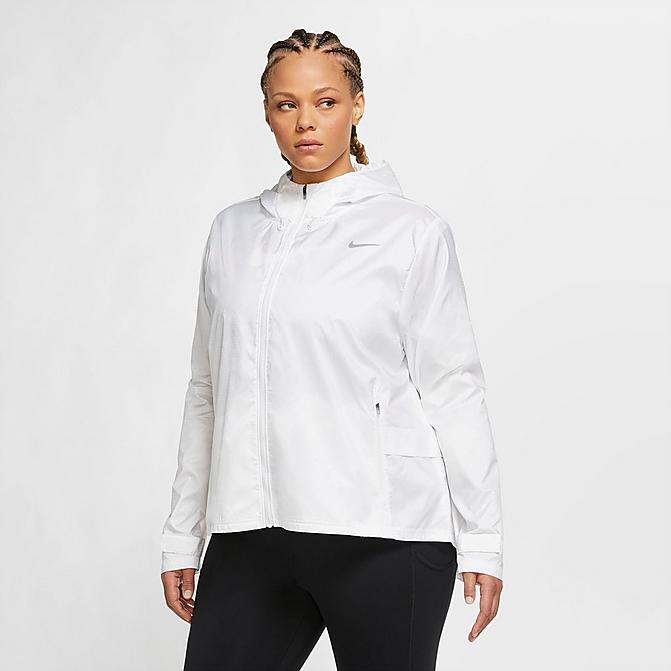 Front view of Women's Nike Essential Running Jacket (Plus Size) in Black Click to zoom