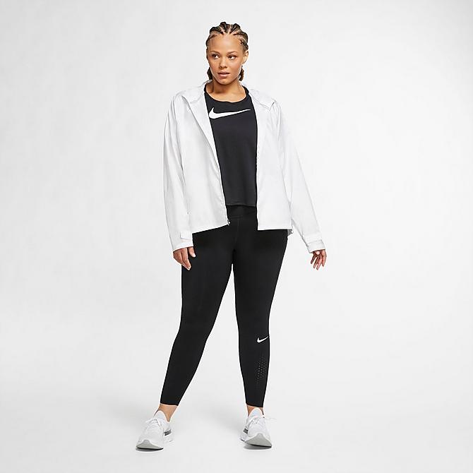 Back Left view of Women's Nike Essential Running Jacket (Plus Size) in Black Click to zoom