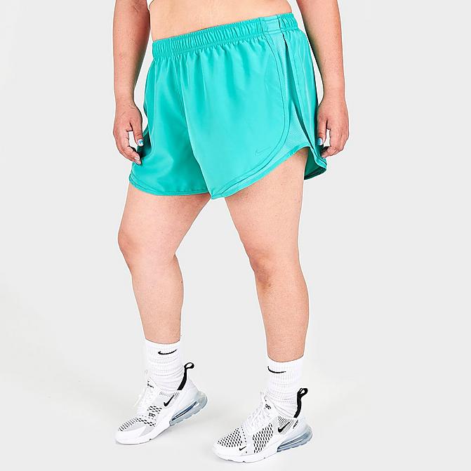 Front view of Women's Nike Tempo Running Shorts (Plus Size) in Washed Teal Click to zoom