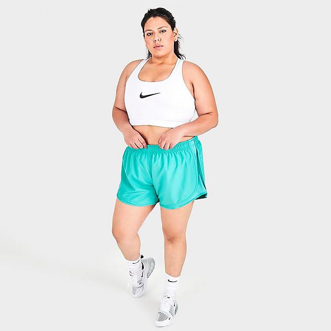 Front Three Quarter view of Women's Nike Tempo Running Shorts (Plus Size) in Washed Teal Click to zoom