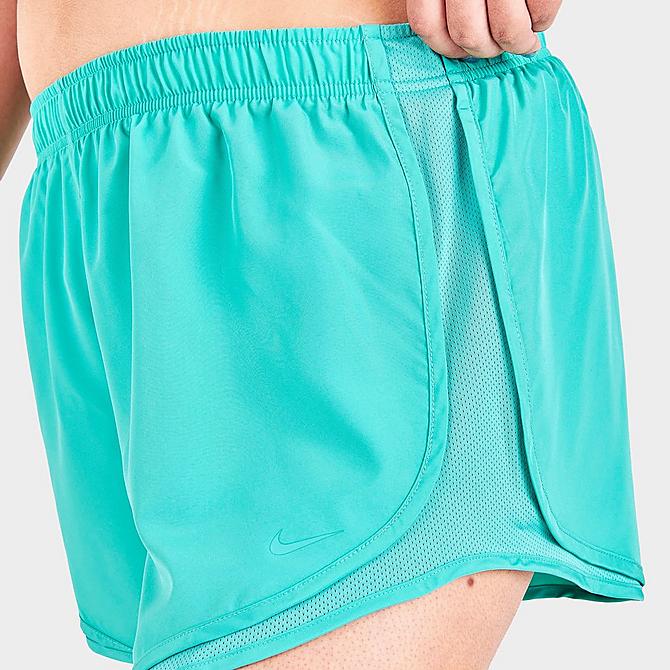 On Model 5 view of Women's Nike Tempo Running Shorts (Plus Size) in Washed Teal Click to zoom