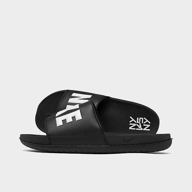 Right view of Men's Nike OffCourt NY vs. NY Slide Sandals in Black/White Click to zoom