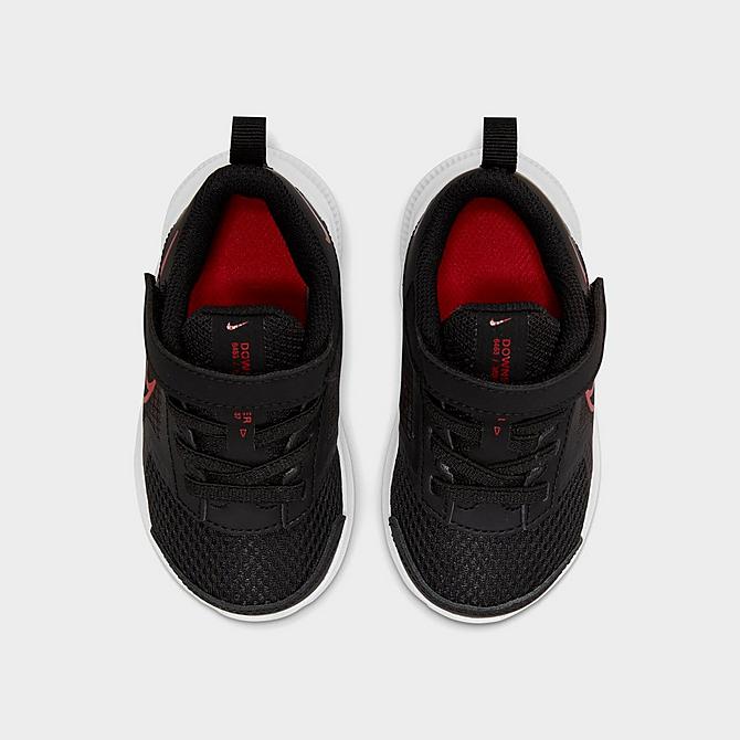 Back view of Boys' Toddler Nike Downshifter 11 Hook-and-Loop Casual Shoes in Black/University Red/Dark Smoke Grey/White Click to zoom