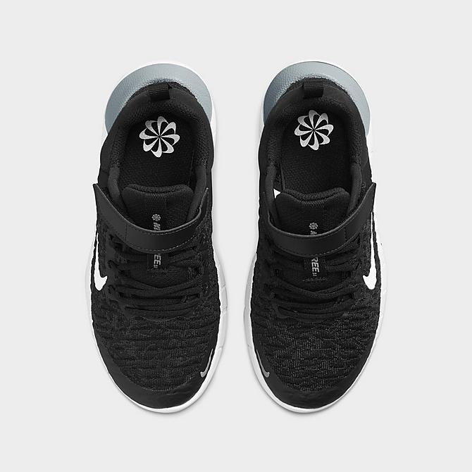 Back view of Girls' Little Kids' Nike Free Run 5.0 2021 Running Shoes in Black/White/Dark Smoke Grey/Light Smoke Grey Click to zoom