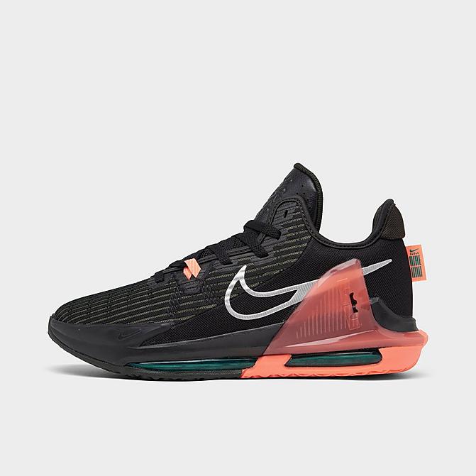 Right view of Nike LeBron Witness 6 Basketball Shoes in Black/Metallic Silver/Sequoia/Crimson Pulse/Clear Emerald Click to zoom