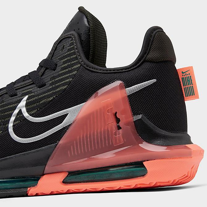 Front view of Nike LeBron Witness 6 Basketball Shoes in Black/Metallic Silver/Sequoia/Crimson Pulse/Clear Emerald Click to zoom