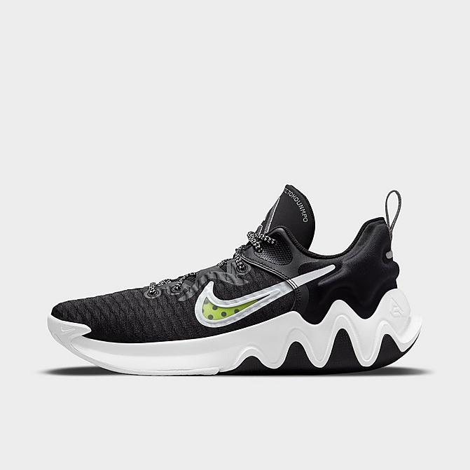 Right view of Nike Giannis Immortality Basketball Shoes in Black/Clear White/Wolf Grey/Volt Click to zoom