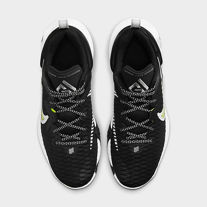Back view of Nike Giannis Immortality Basketball Shoes in Black/Clear White/Wolf Grey/Volt Click to zoom