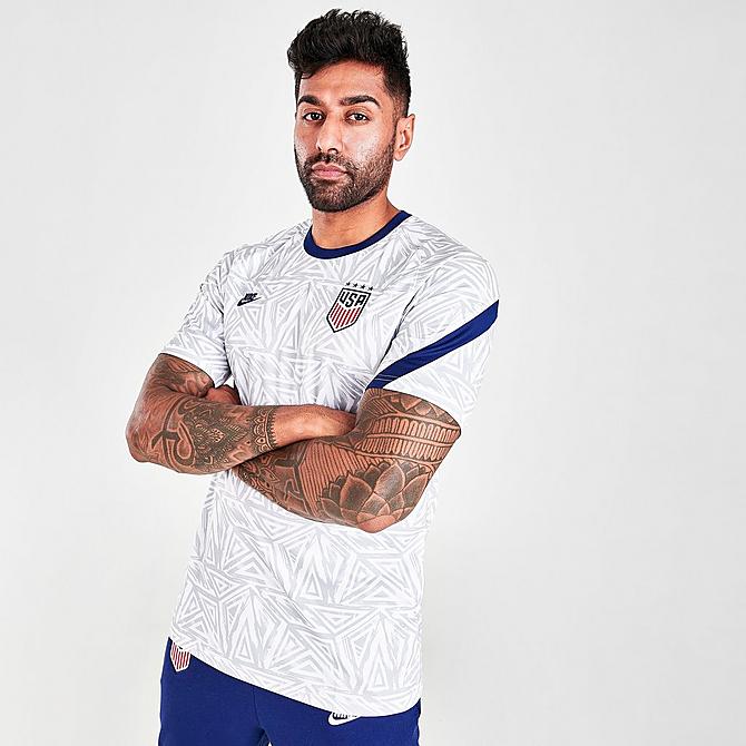 [angle] view of Men's Nike USA Soccer Pre-Match Top in White/Loyal Blue Click to zoom