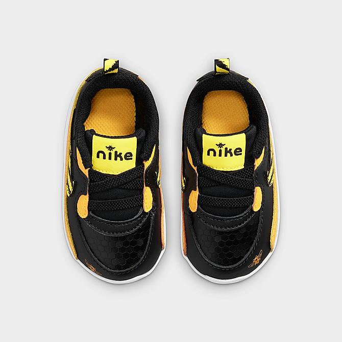 Back view of Infant Nike Air Max 90 "Bee" SE Casual Crib Shoes in Black/Opti Yellow/University Gold/White Click to zoom