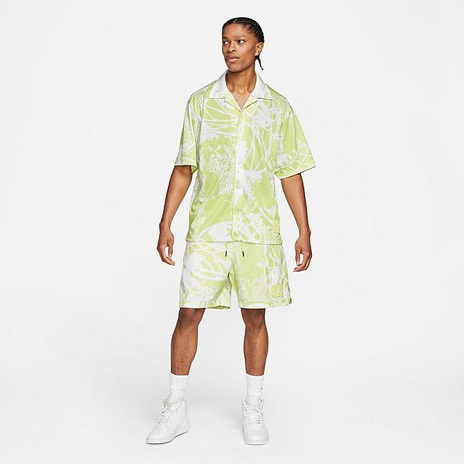 Front view of Men's Jordan Flight Allover Print Poolside Shorts in Night Forest/Total Orange Click to zoom