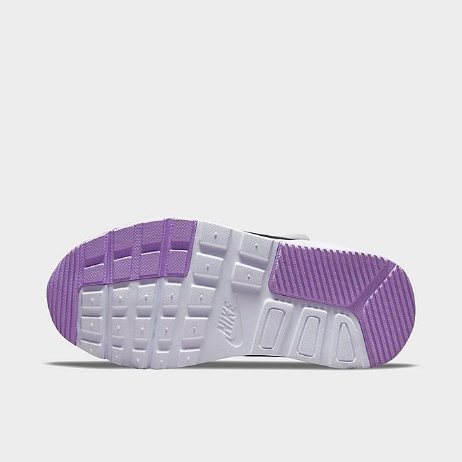 Bottom view of Girls' Little Kids' Nike Air Max SC Casual Shoes in White/Off Noir/Lilac Click to zoom