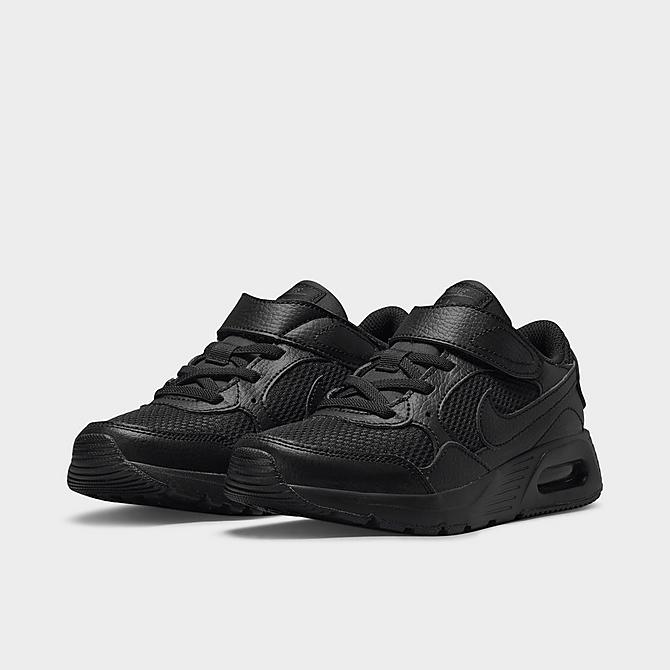 Three Quarter view of Little Kids' Nike Air Max SC Casual Shoes in Black/Black/Black Click to zoom