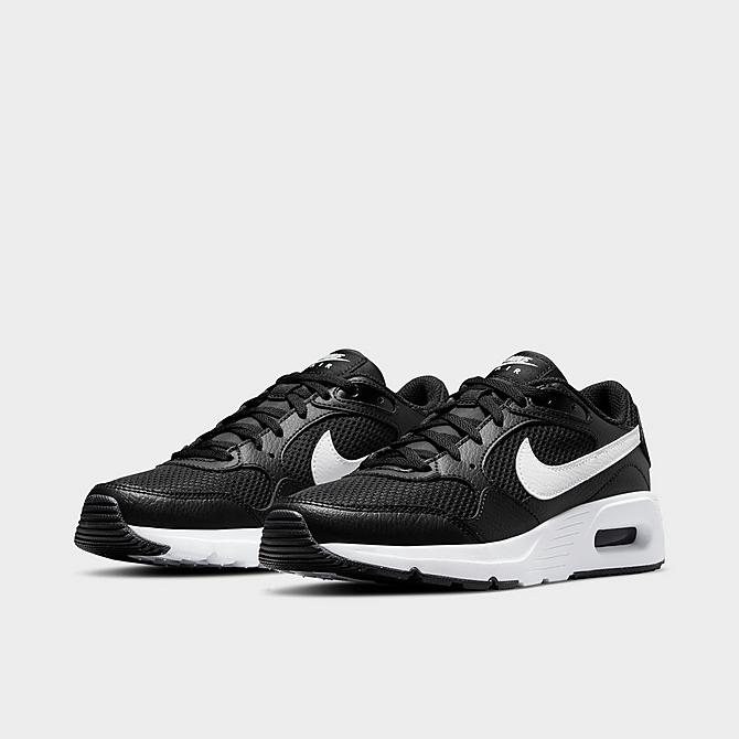 Three Quarter view of Big Kids' Nike Air Max SC Casual Shoes in Black/White/Black Click to zoom